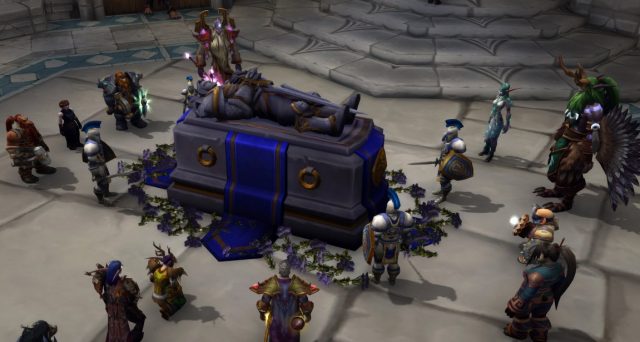 「World of Warcraft: Legion」スクリーンショット ヴァリアン・リンの葬儀に出席するティランダたち